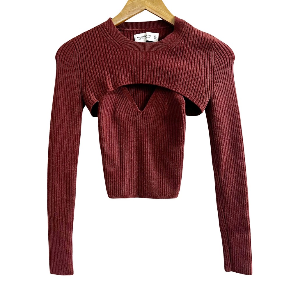 Abercrombie & Fitch 2-Piece Shrug and Tank Set Burgundy Red XS Women Sweater